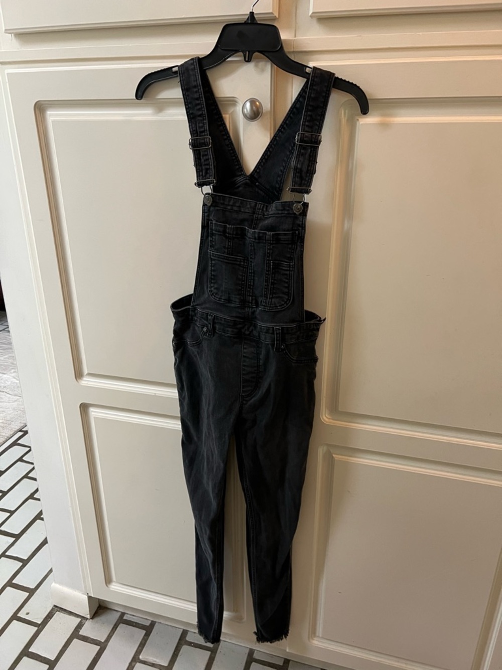 Free People Black Denim Overalls